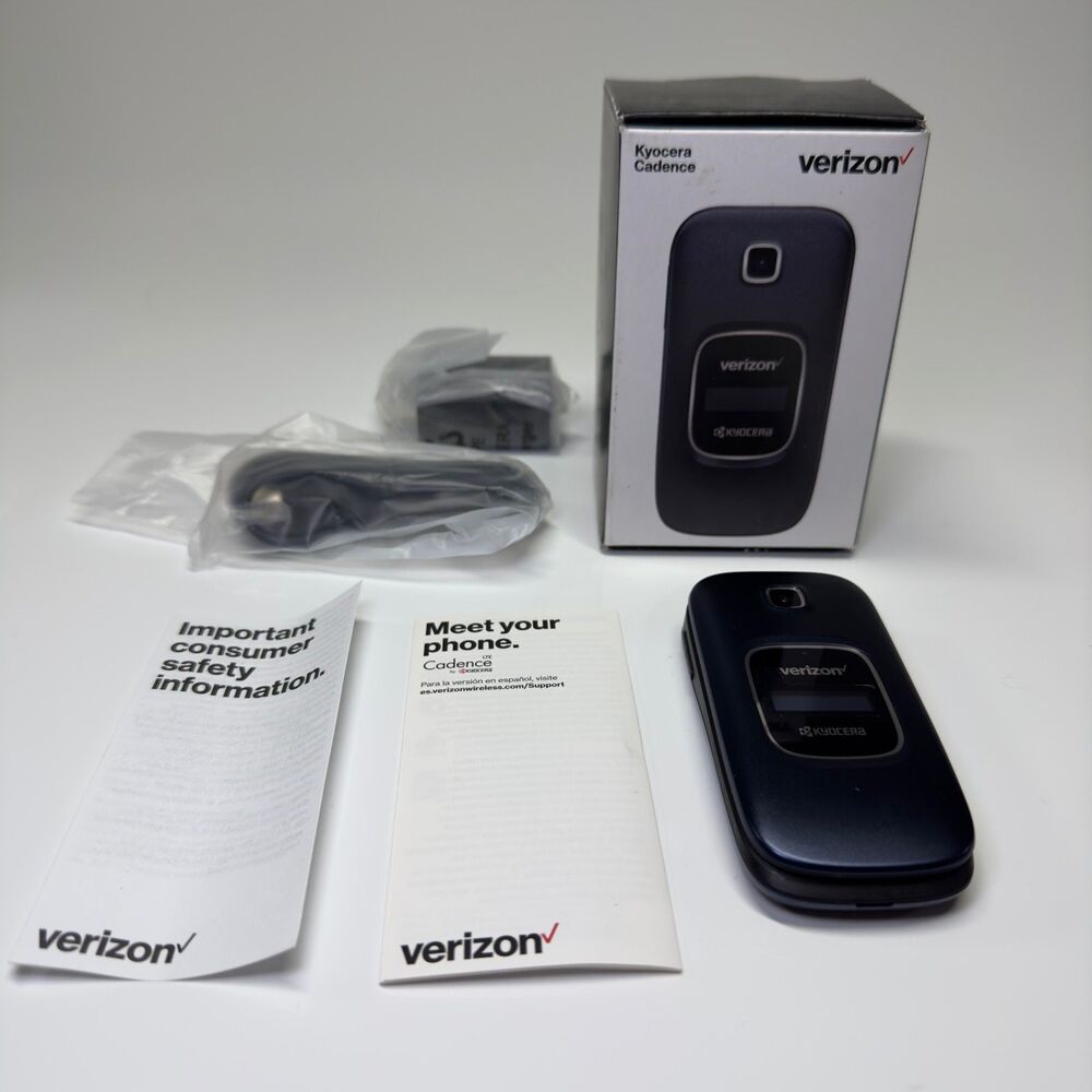 Verizon Kyocera Cadence Blue Flip Phone 4G LTE Camera Phone